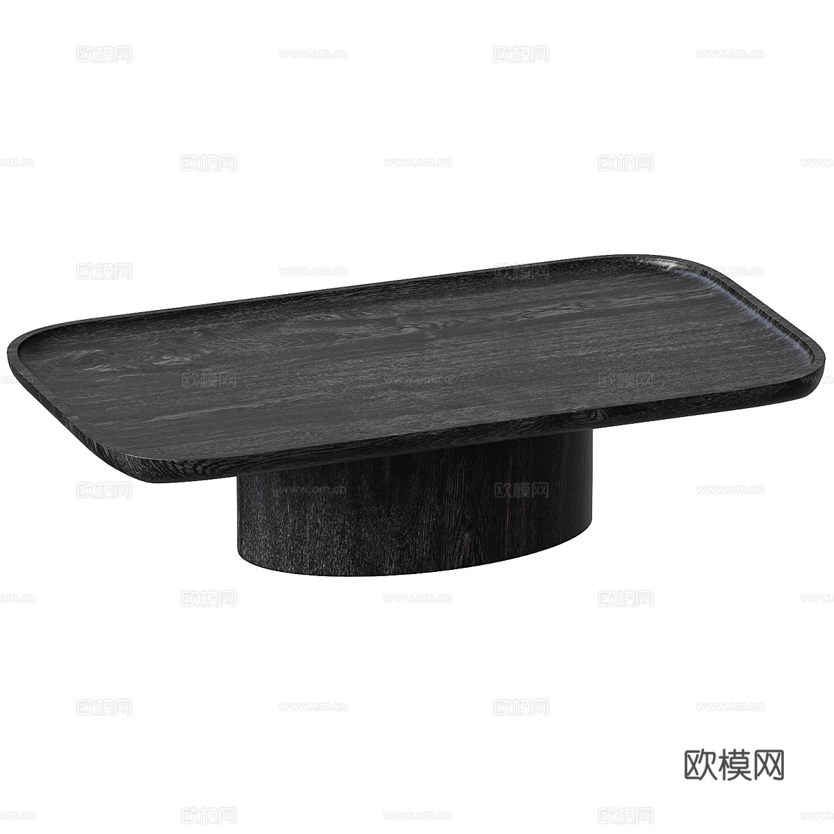 现代意式暗黑风实木茶几3d模型下载（渲染图2）