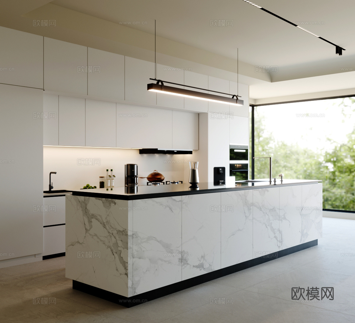 现代开放式厨房 开放吧台 餐厅吧台3d模型
