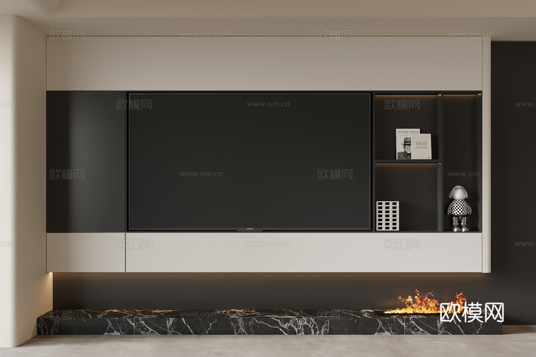 现代简约电视背景墙3d模型