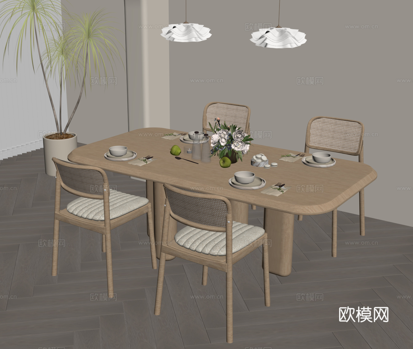 餐桌椅 现代餐桌椅su模型