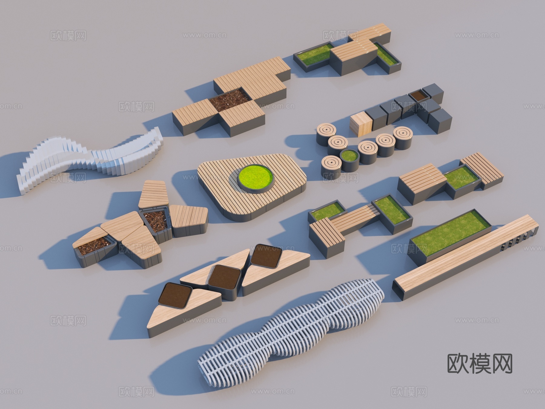 现代景观座椅3d模型