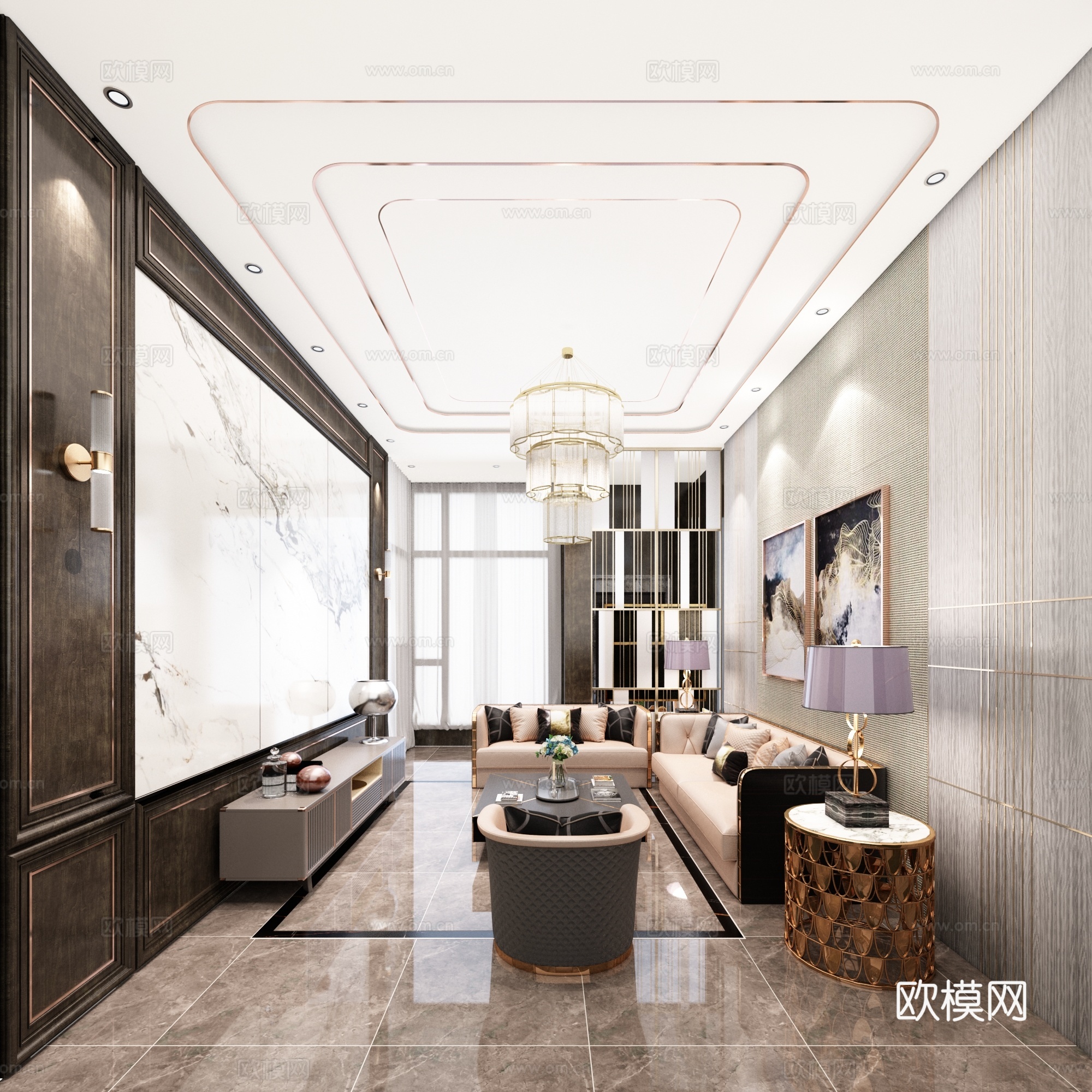现代港式现代 轻奢3d模型
