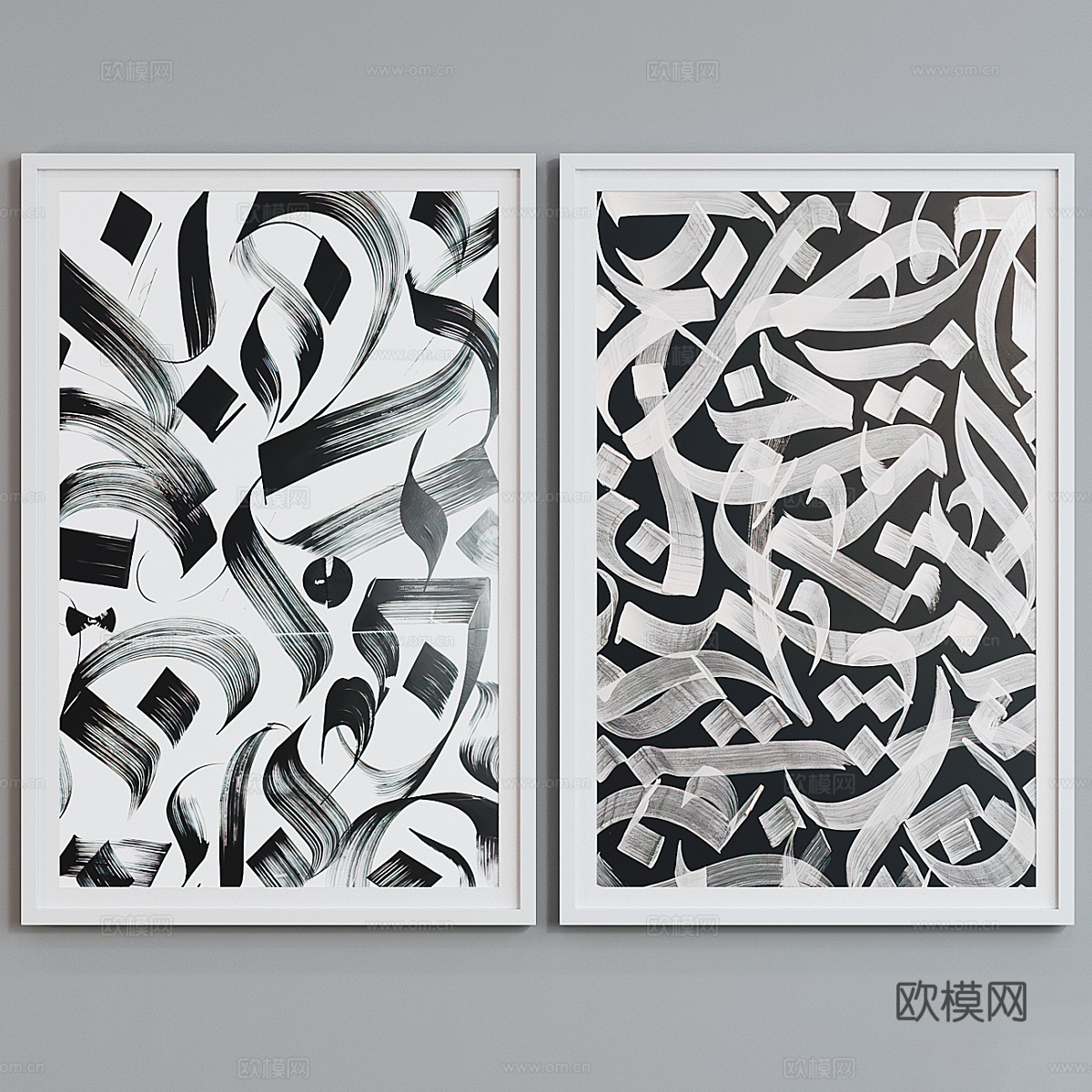 新中式装饰挂画3d模型