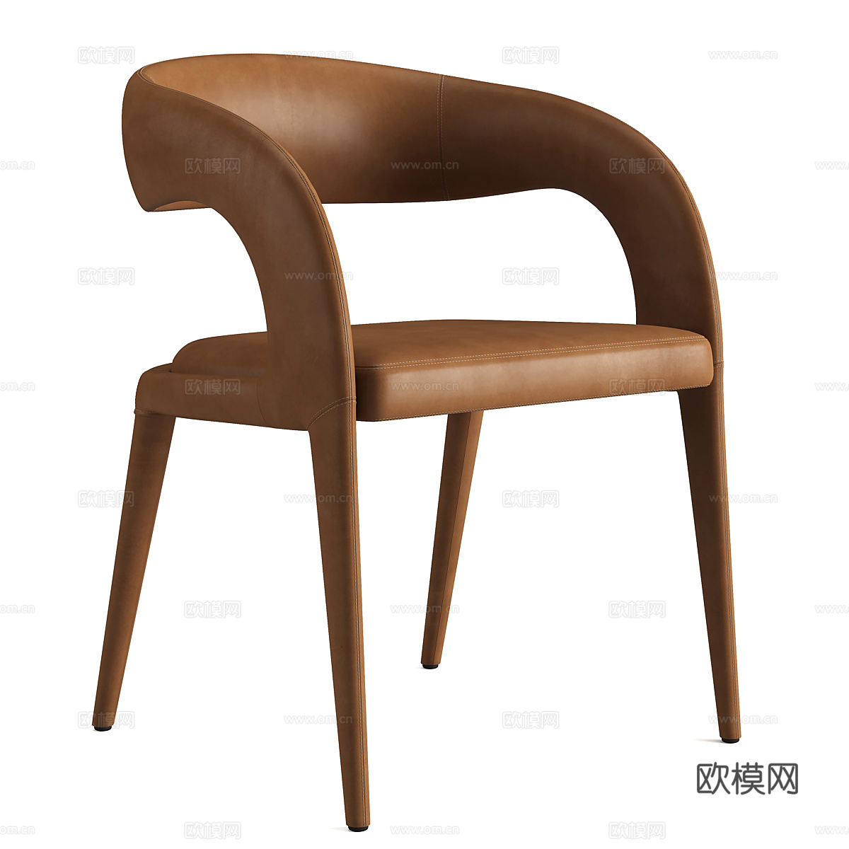现代意式轻奢皮革椅子3d模型