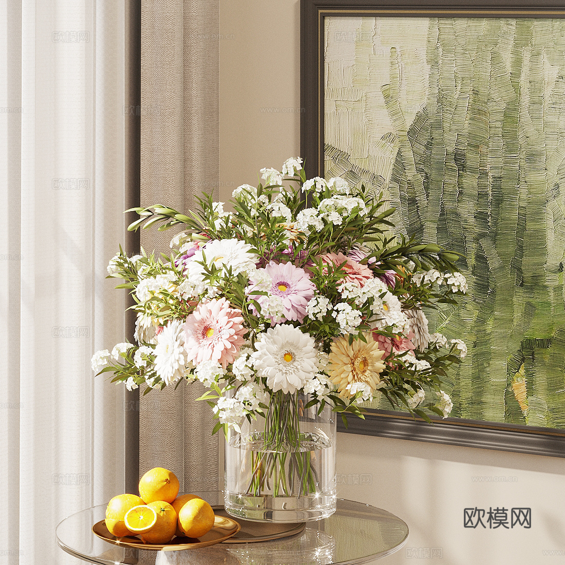 现代花艺摆件 花艺绿植 插花花艺 小雏菊花艺3d模型