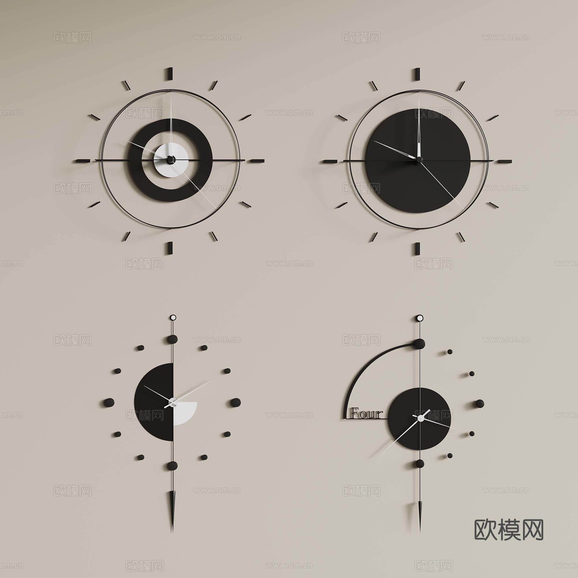 现代挂钟 钟表 创意挂钟su模型