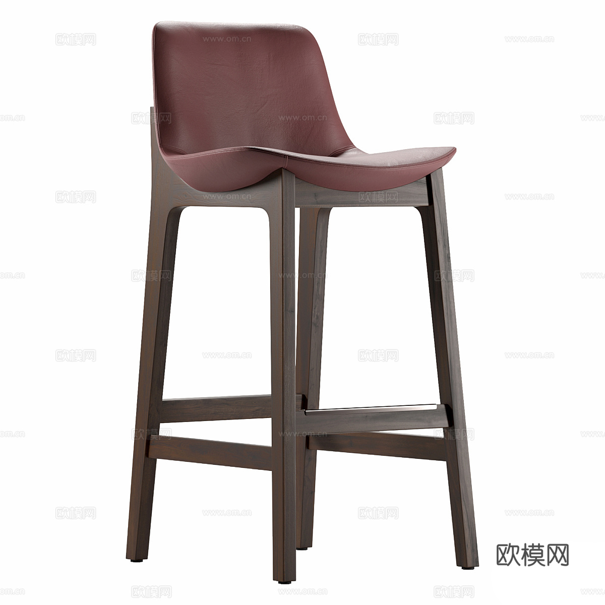新中式木质吧台凳3d模型