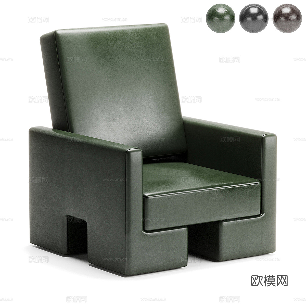现代意式皮革沙发椅3d模型