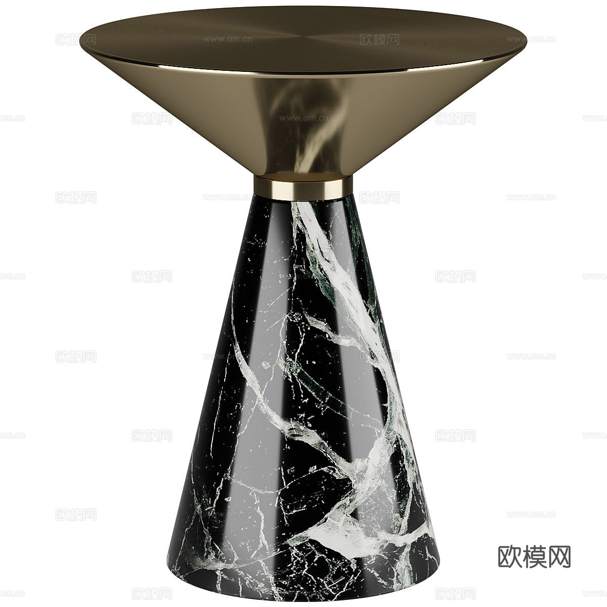 现代意式轻奢大理石金属圆边几3d模型