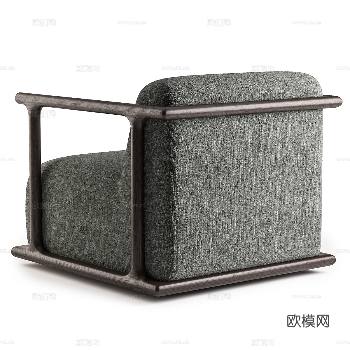 新中式木质布艺扶手椅3d模型
