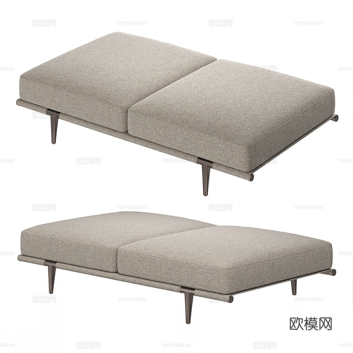 现代意式布艺沙发凳 脚踏3d模型