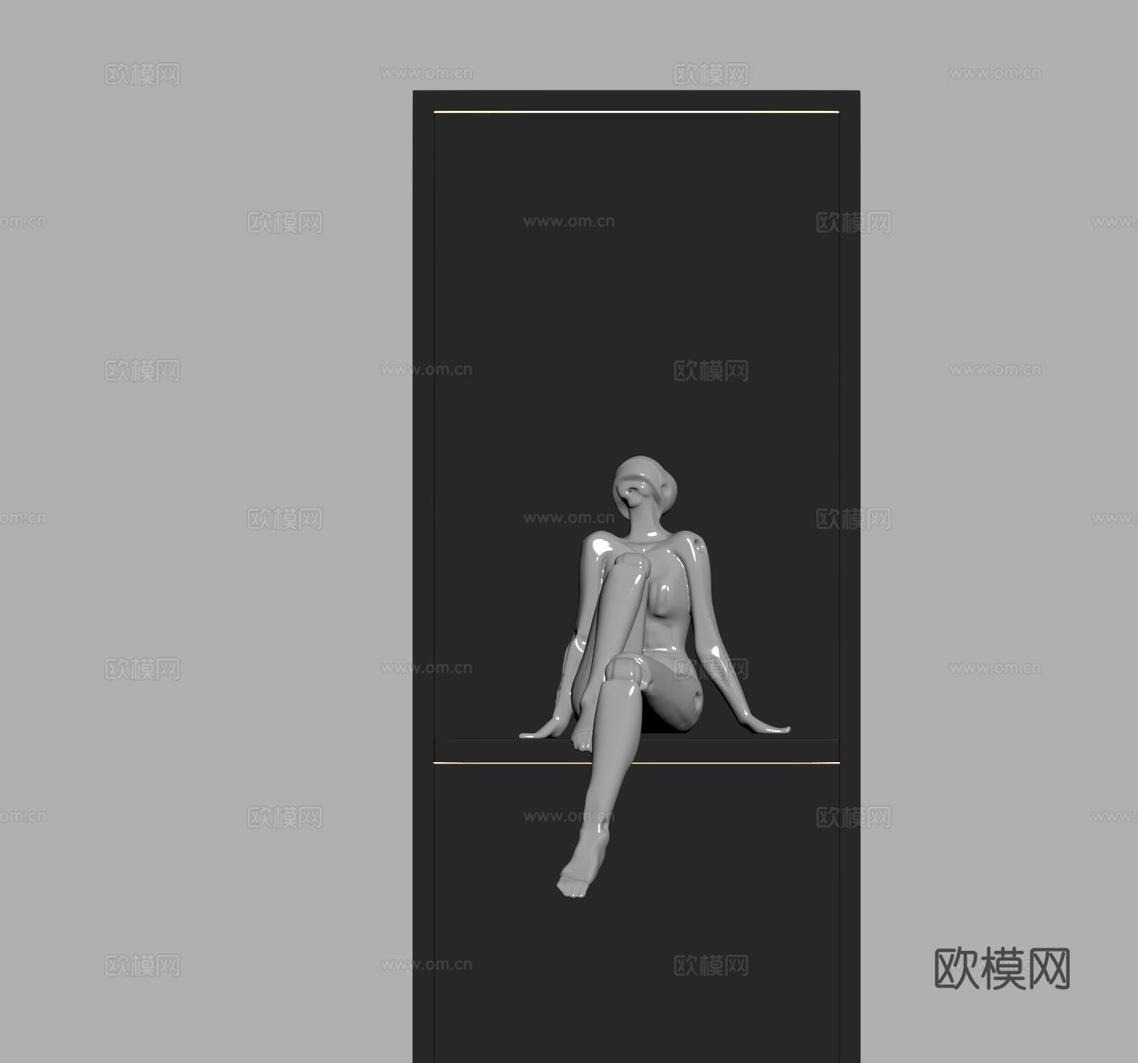 现代雕塑装饰品摆件su模型