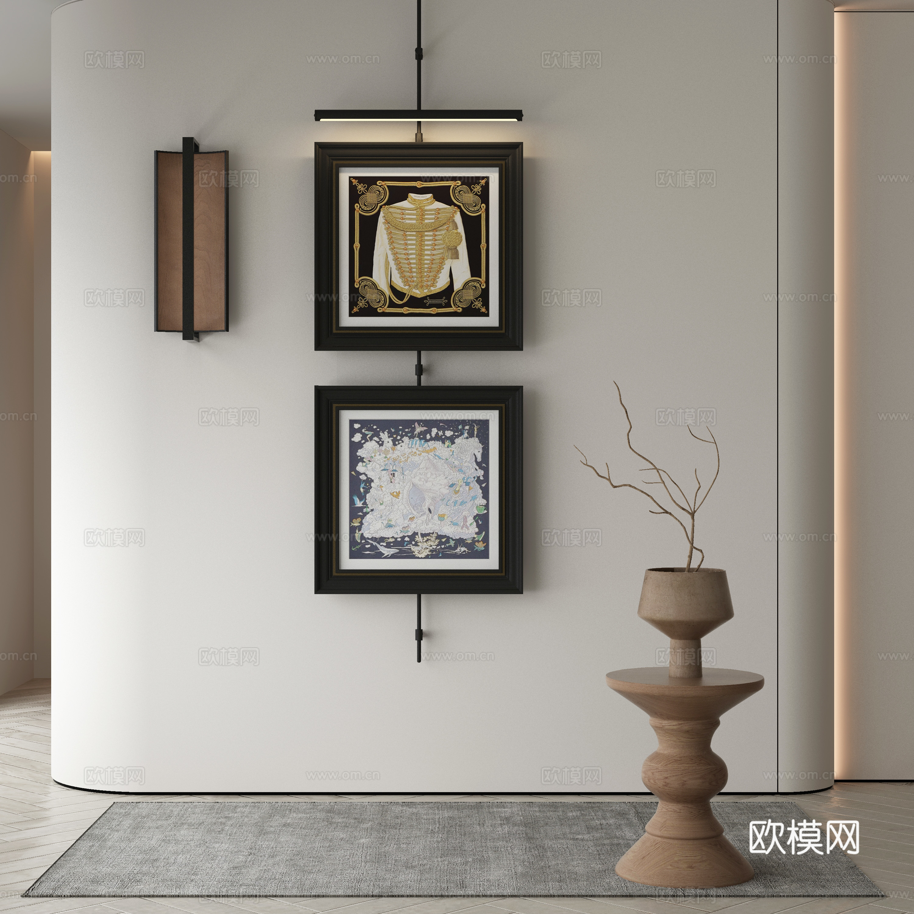 中古风侘寂挂画 油画3d模型