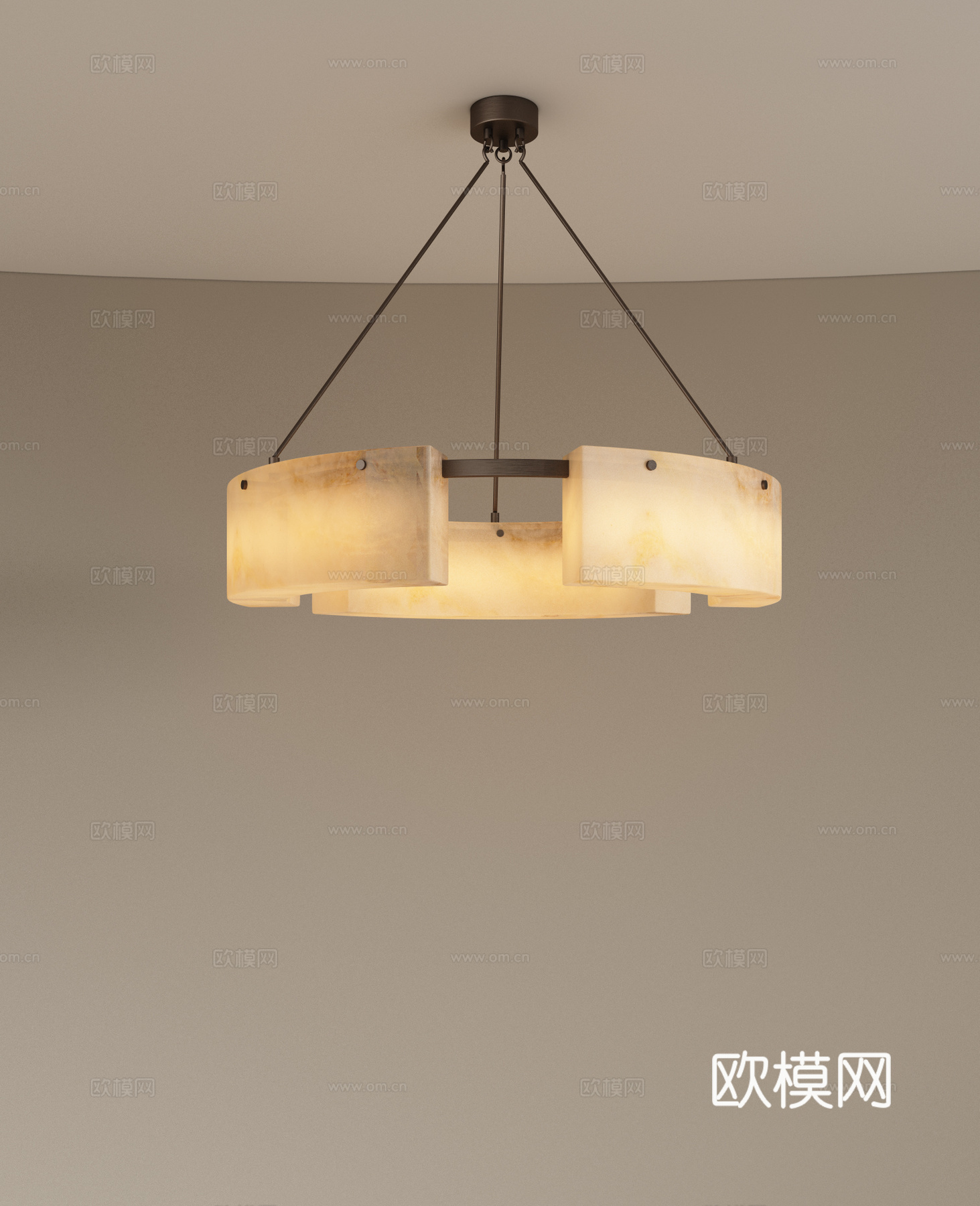 现代复古吊灯 餐厅吊灯 包间吊灯 客厅吊灯 透光石吊灯3d模型