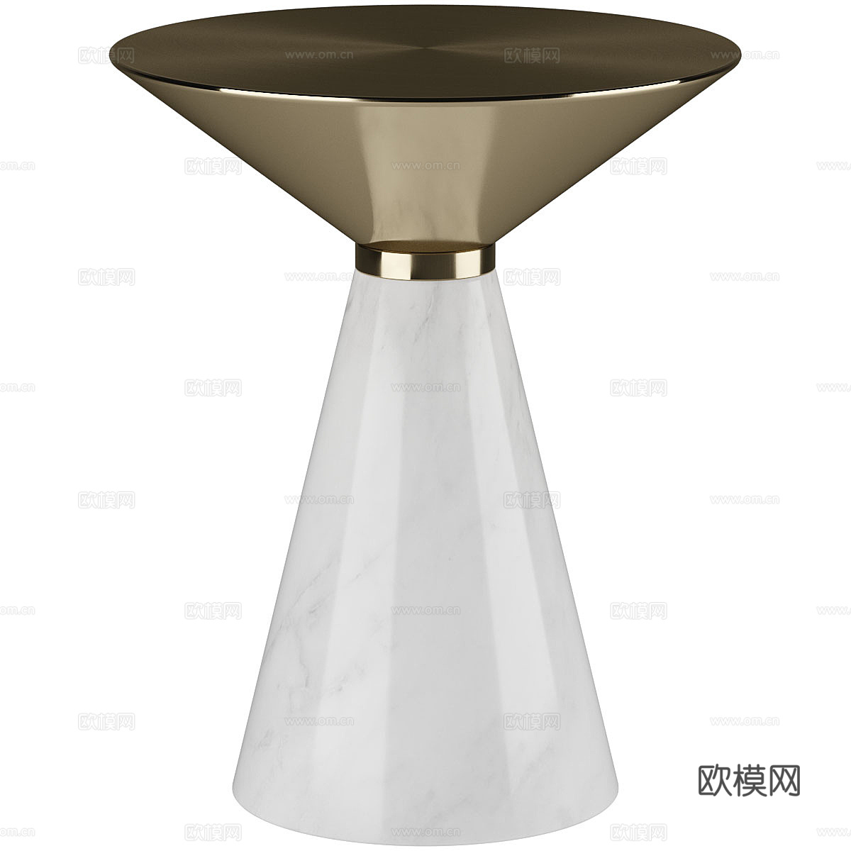 现代意式轻奢大理石金属圆边几3d模型