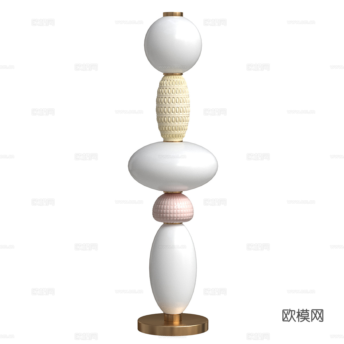 现代轻奢奶油风落地灯3d模型
