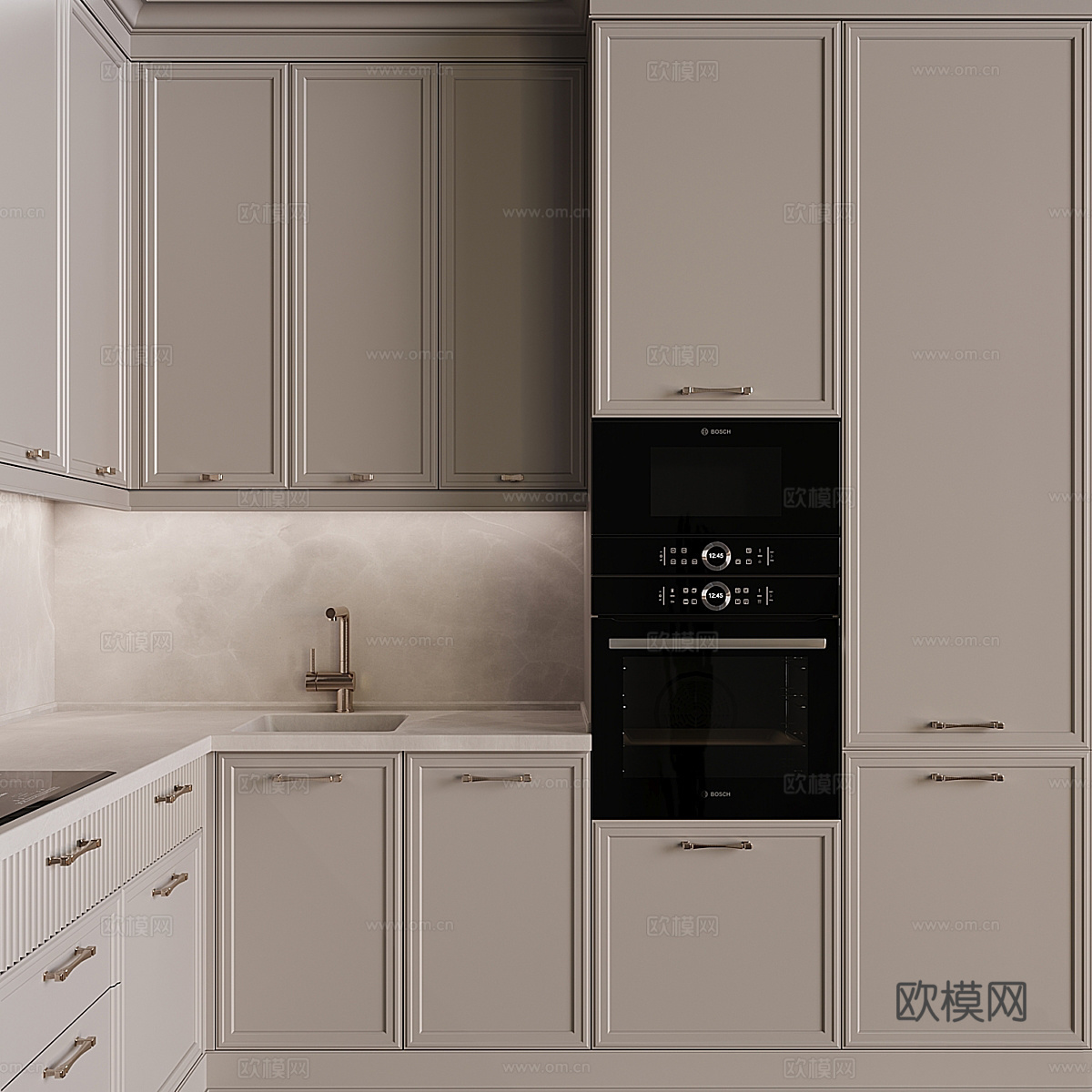 现代意式轻奢橱柜3d模型