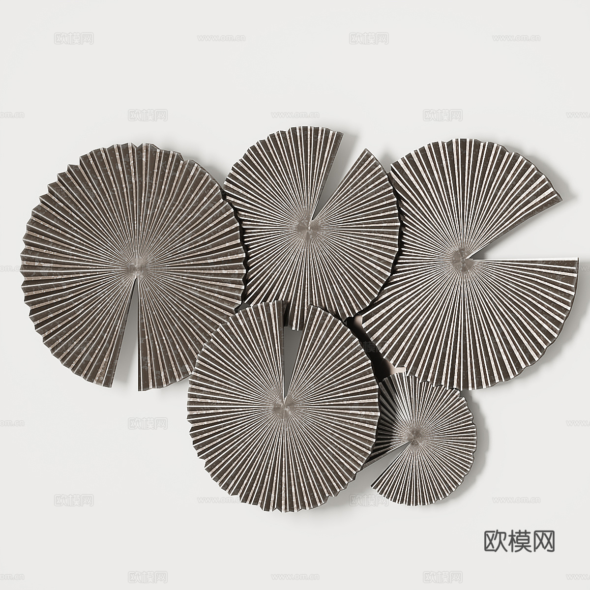 新中式装饰挂件 艺术墙饰 扇形挂饰3d模型