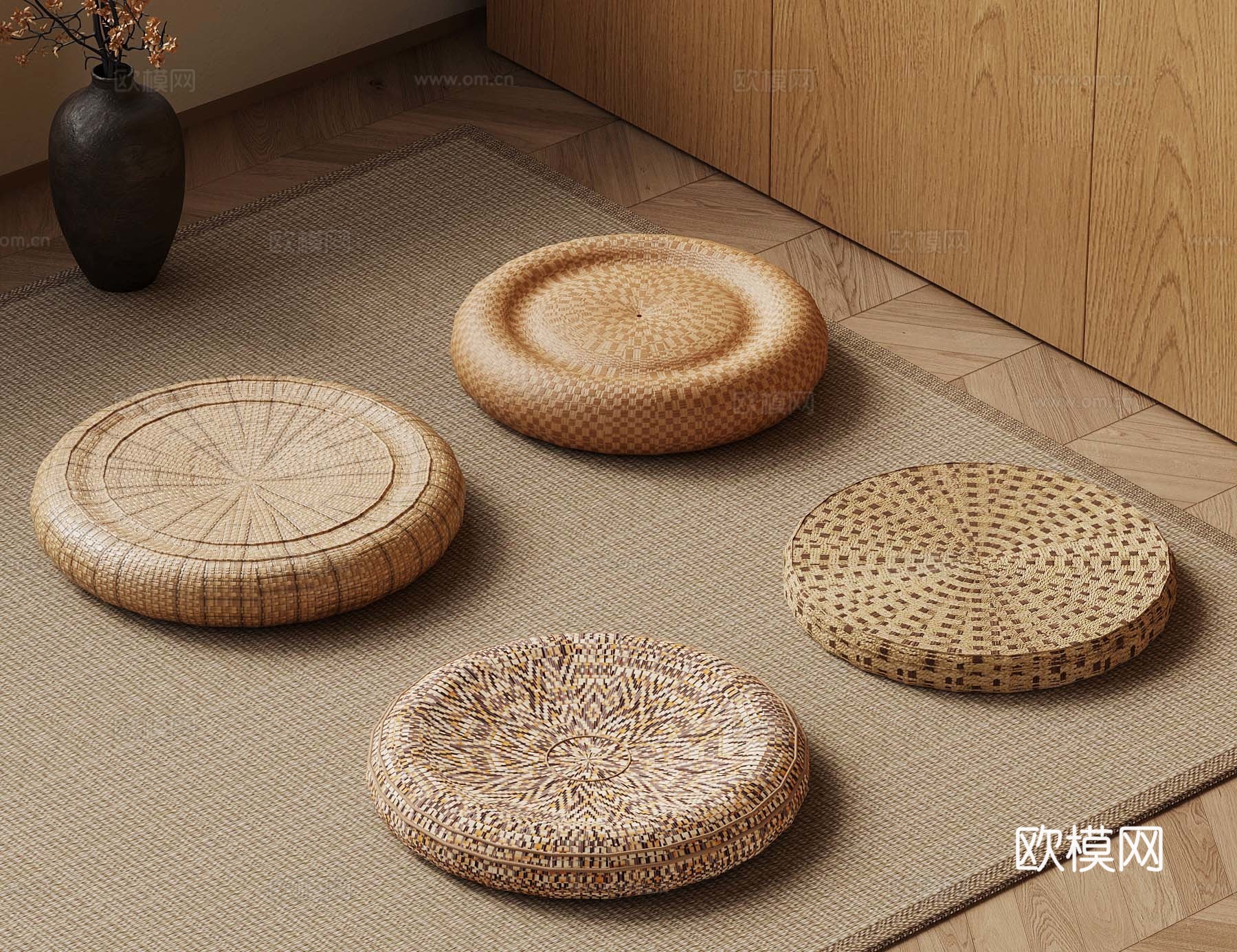 新中式蒲团坐垫 飘窗坐垫3d模型