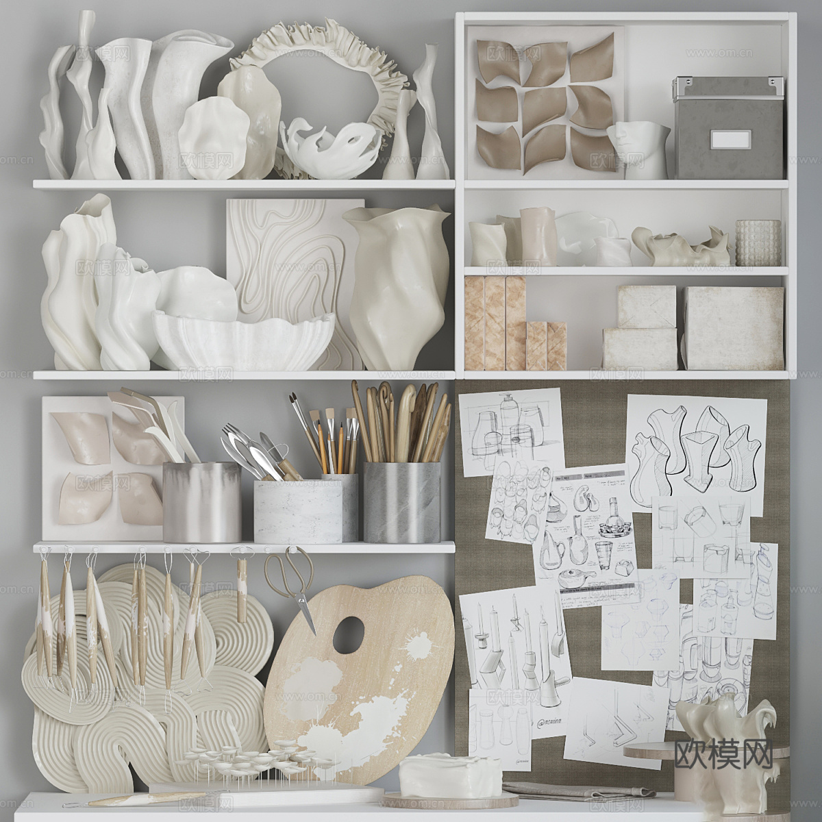 现代美术画具3d模型