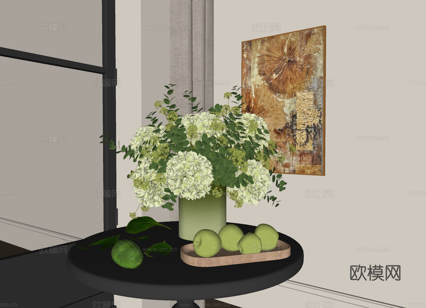 花艺摆件 花艺绿植 插花花艺 绣球花艺su模型