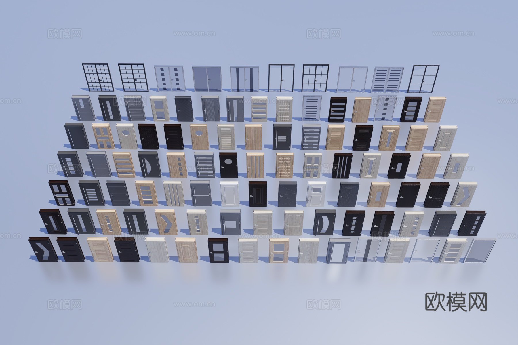 木门铁门玻璃门集合3d模型