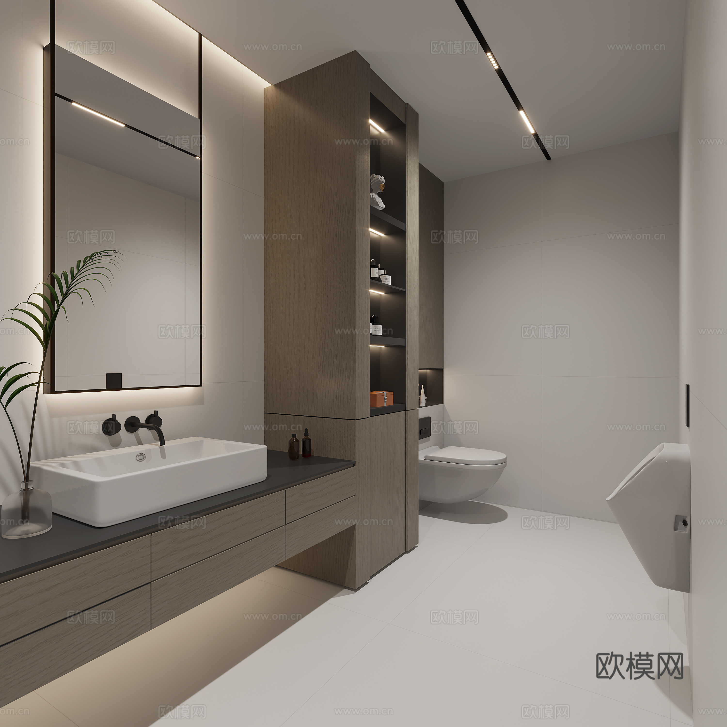 现代极简卫生间 干湿分离卫生间3d模型