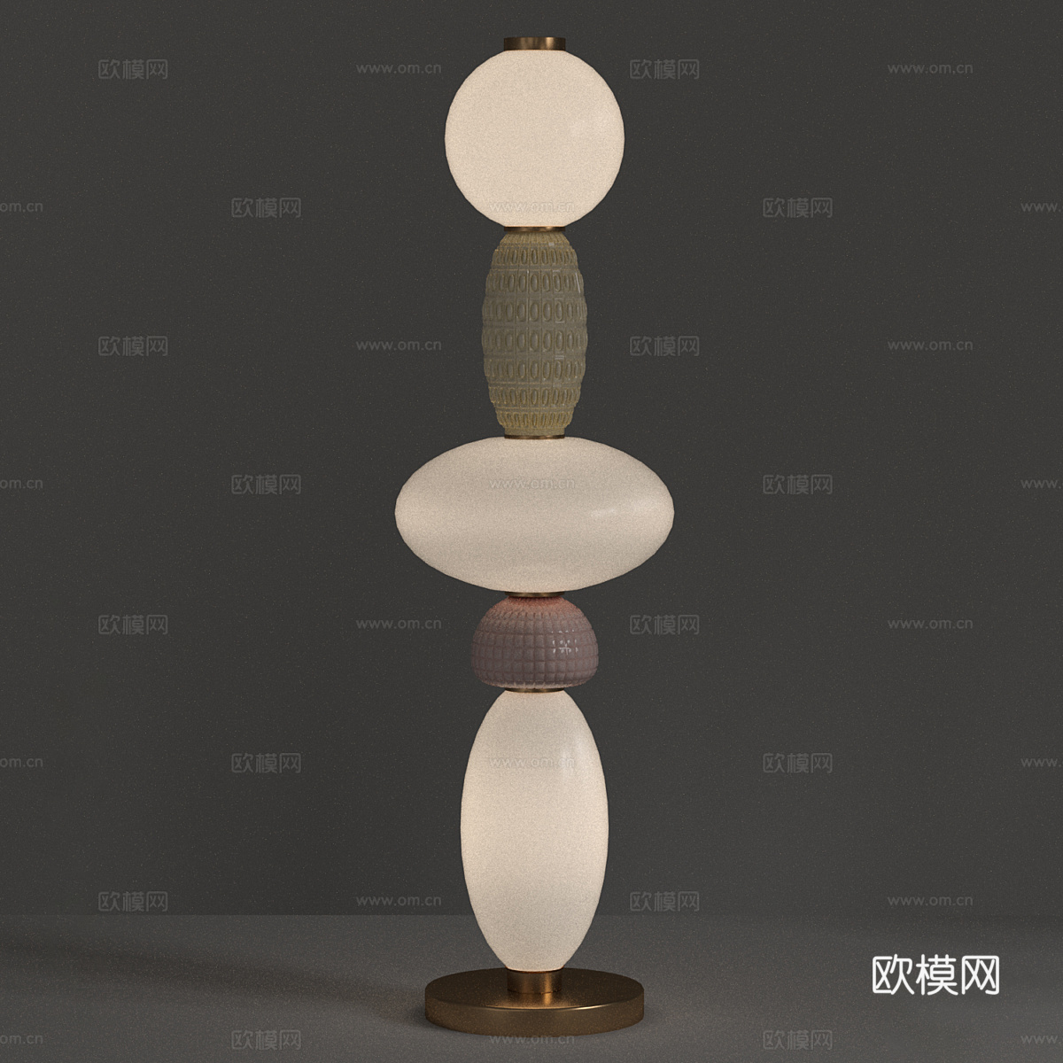 现代轻奢奶油风落地灯3d模型
