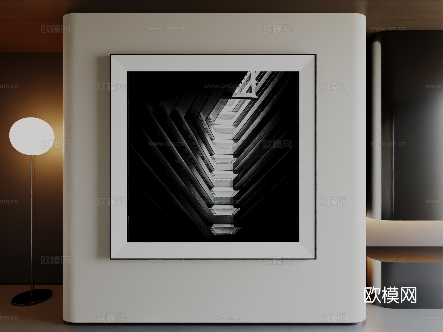 现代极简高级挂画意式简约艺术抽象挂画3d模型