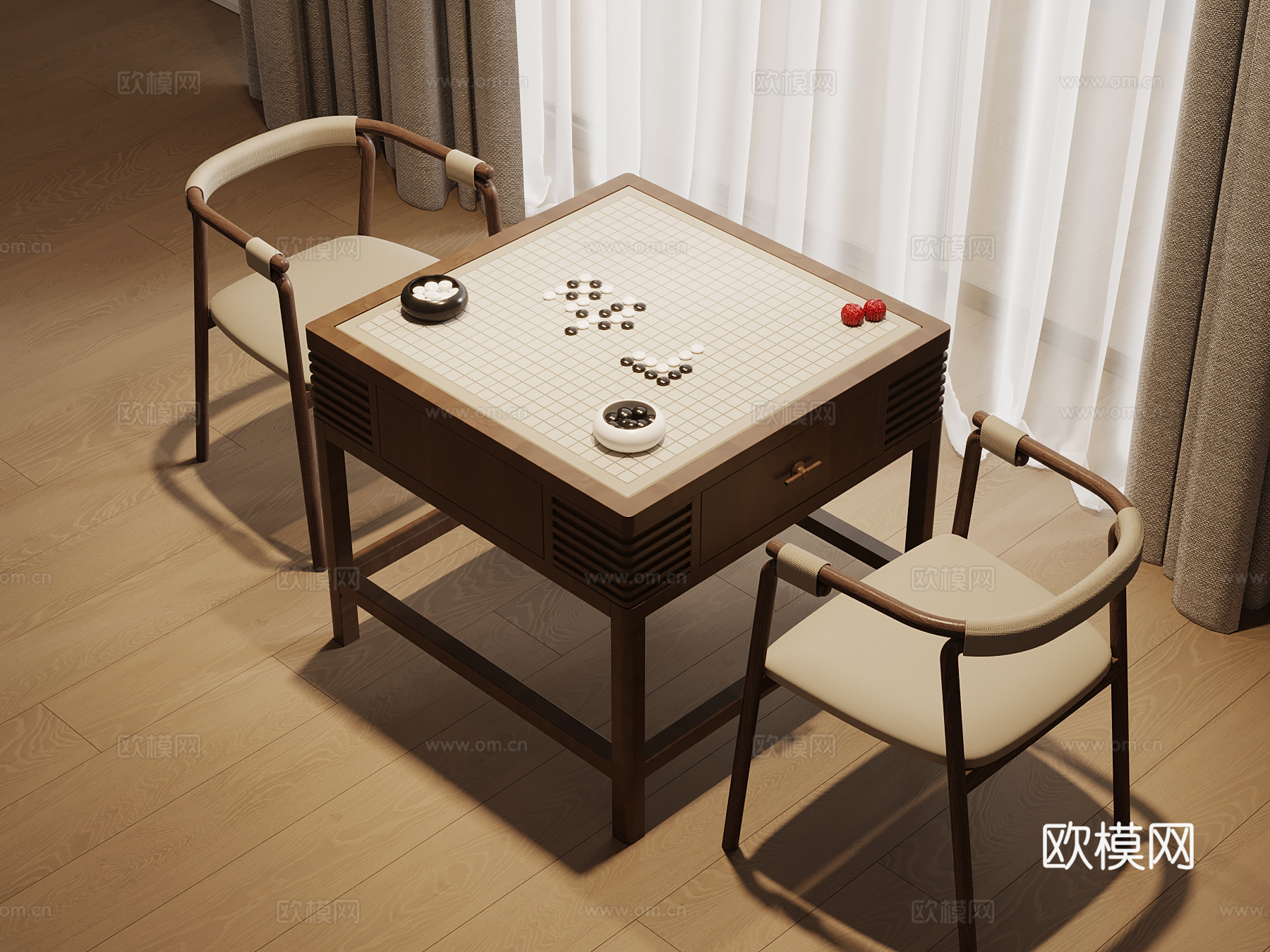 娱乐器材 现代围棋桌 椅子3d模型