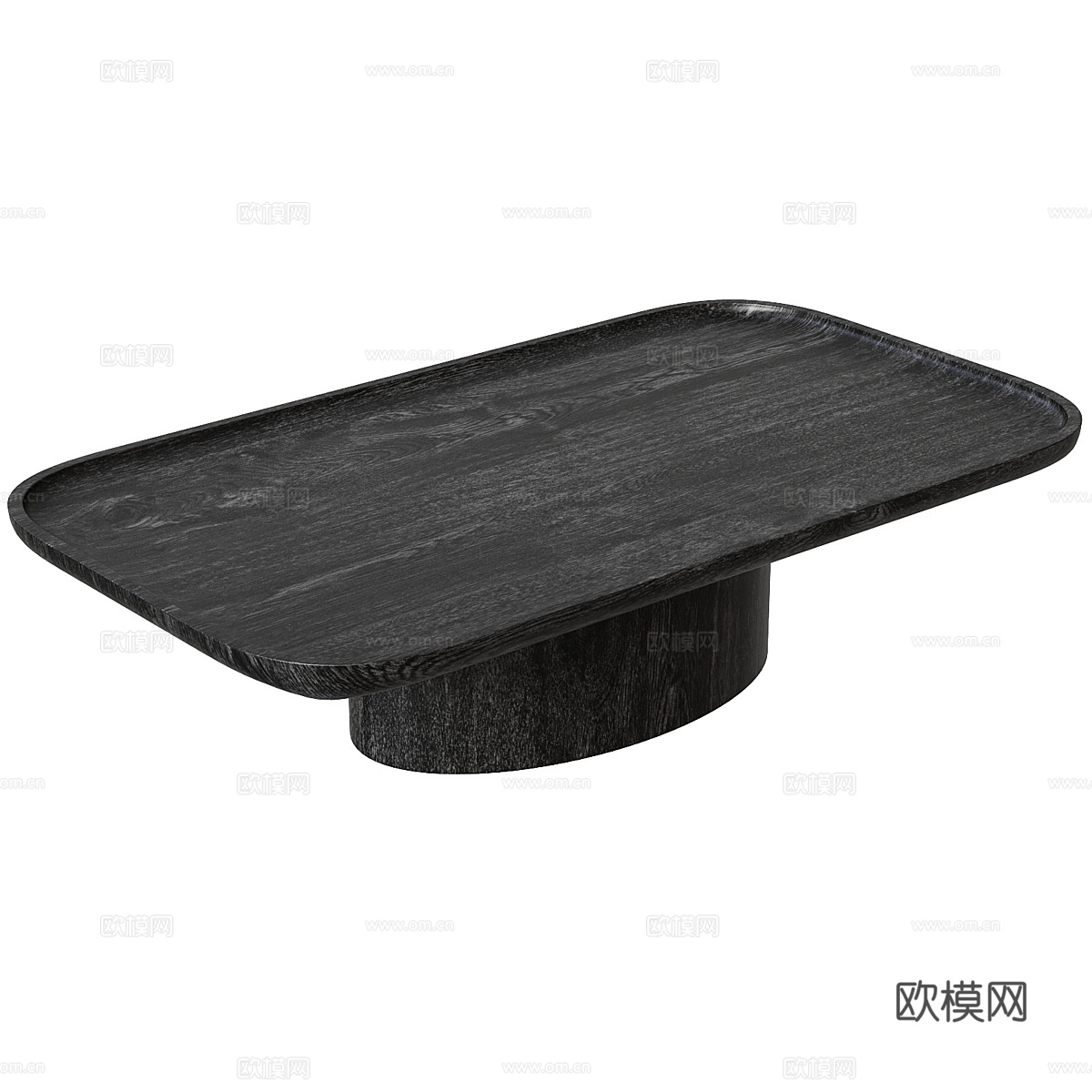 现代意式暗黑风实木茶几3d模型下载（渲染图1）