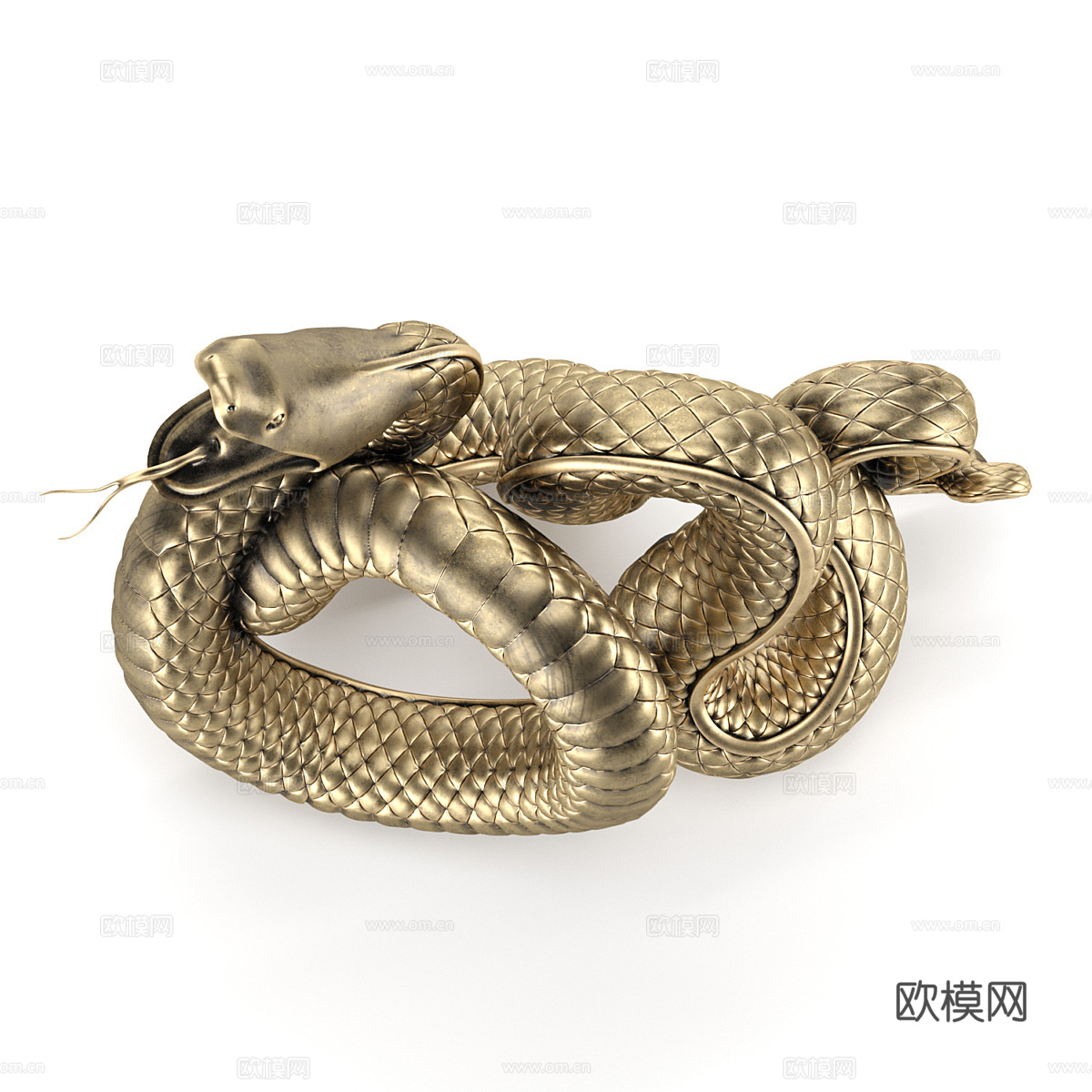 新中式轻奢金蛇雕塑摆件3d模型