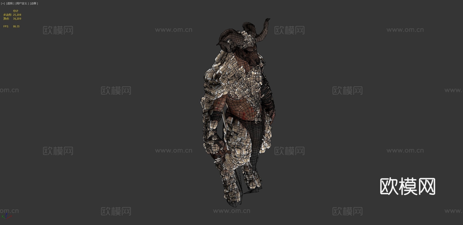 牛头山羊生物3d模型