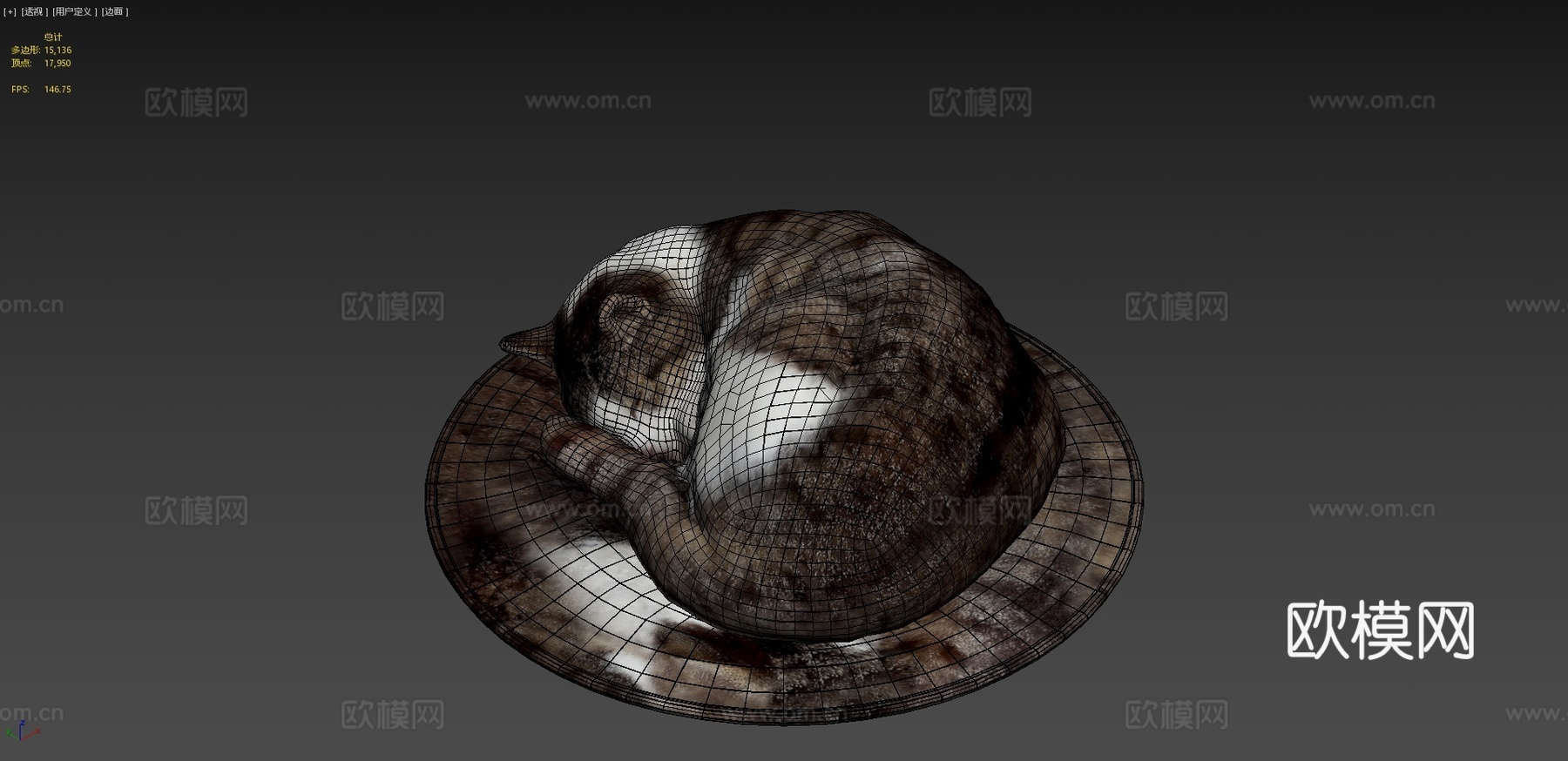 垫子上睡觉的猫3d模型