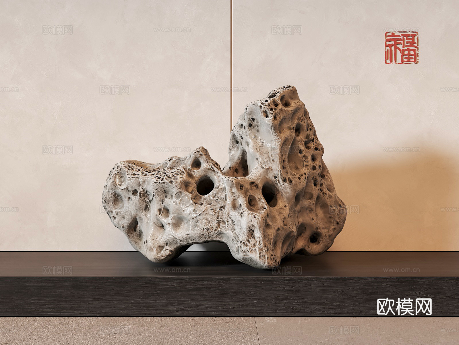新中式太湖石 自然石雕塑摆件 天然石雕塑摆件 岩石雕塑摆件3d模型