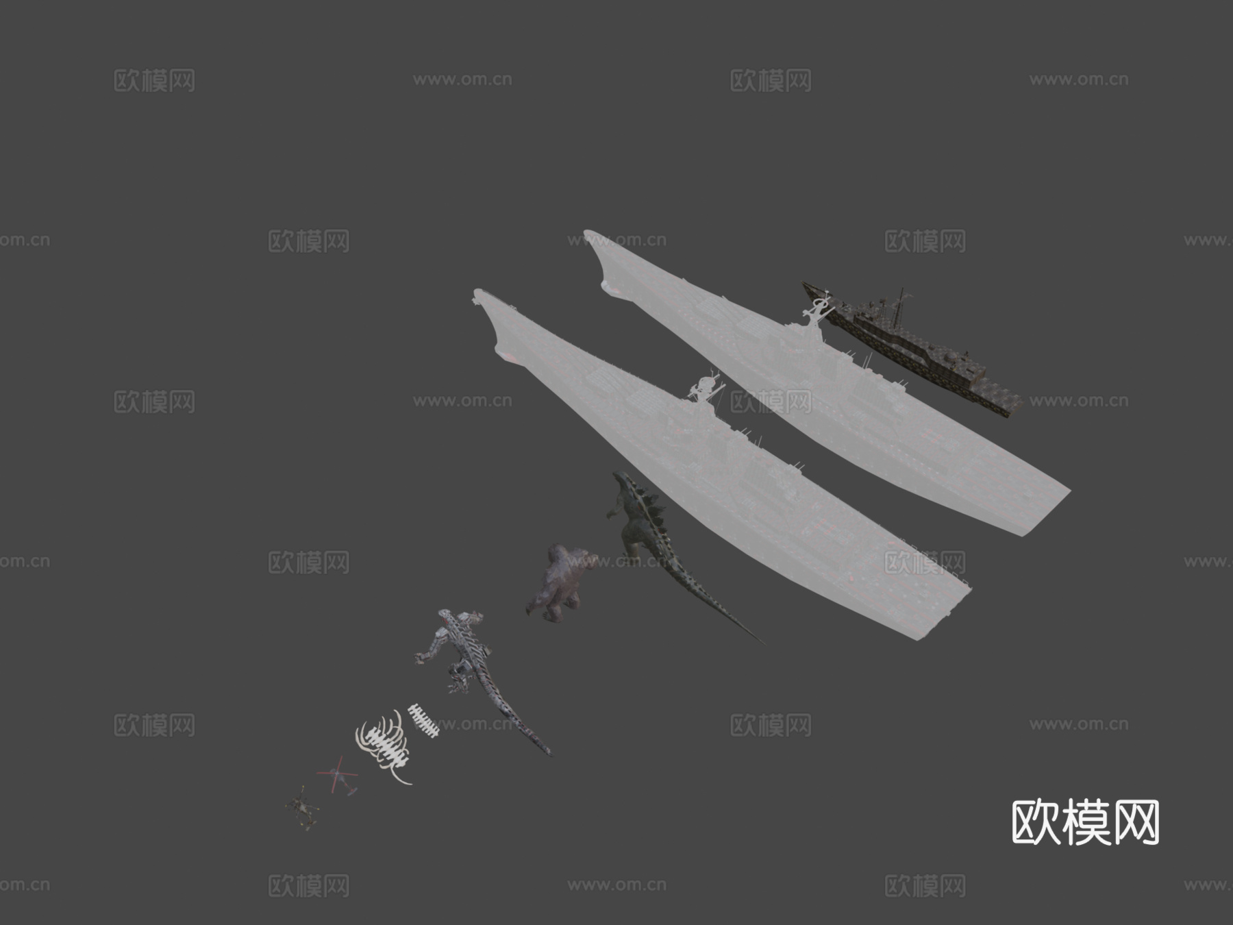 绝地求生哥斯拉大战金刚3d模型