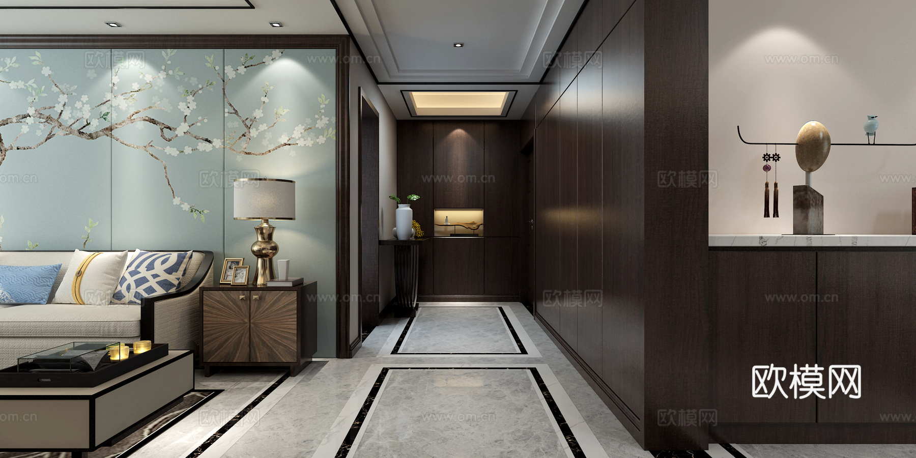 现代中式 新中式沙发 餐椅 吊顶 壁灯 电视柜 条案 中3d模型