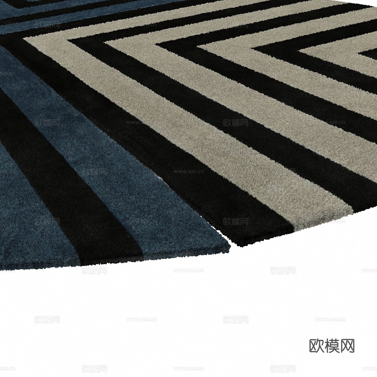 现代圆形布艺地毯3d模型