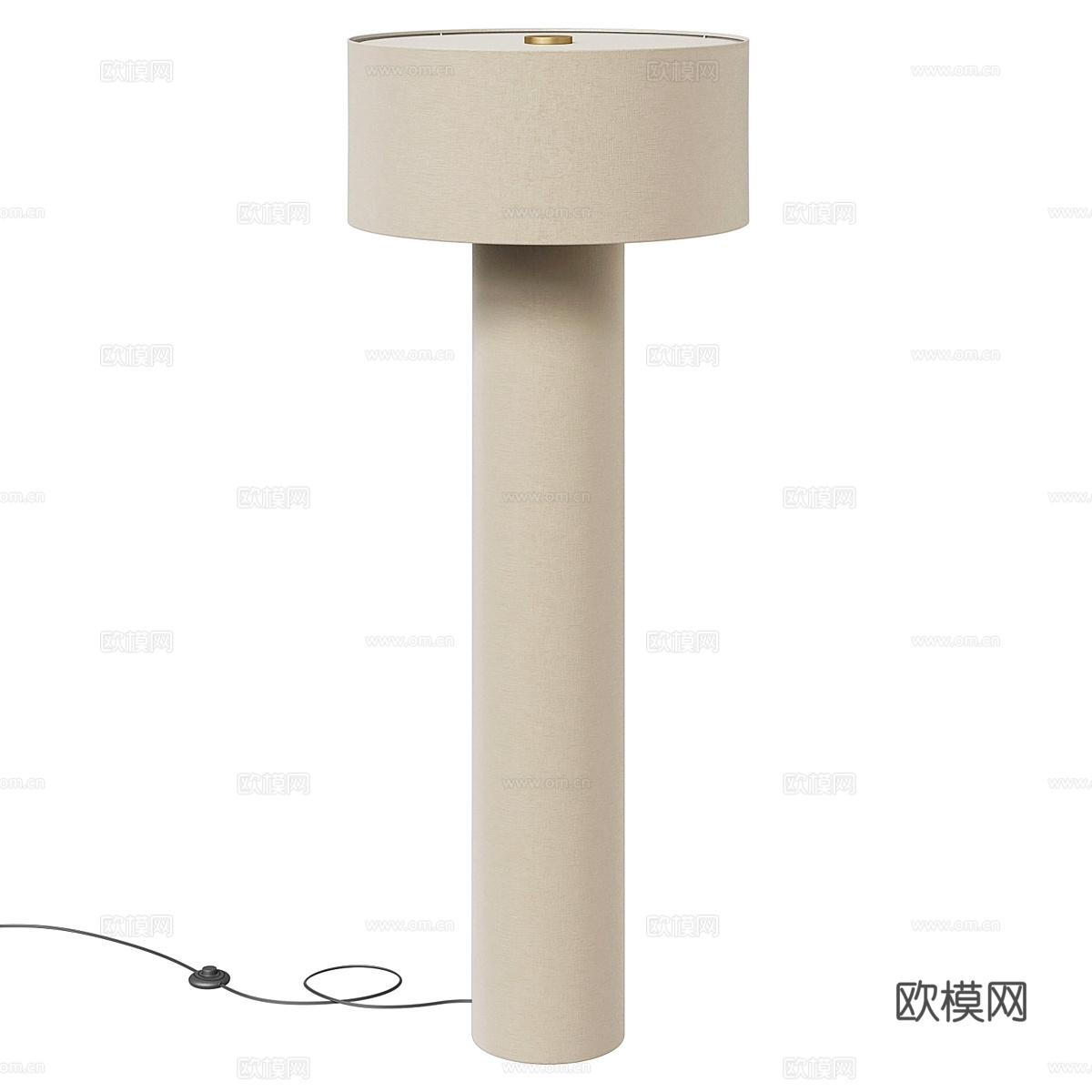 新中式亚麻布艺落地灯3d模型
