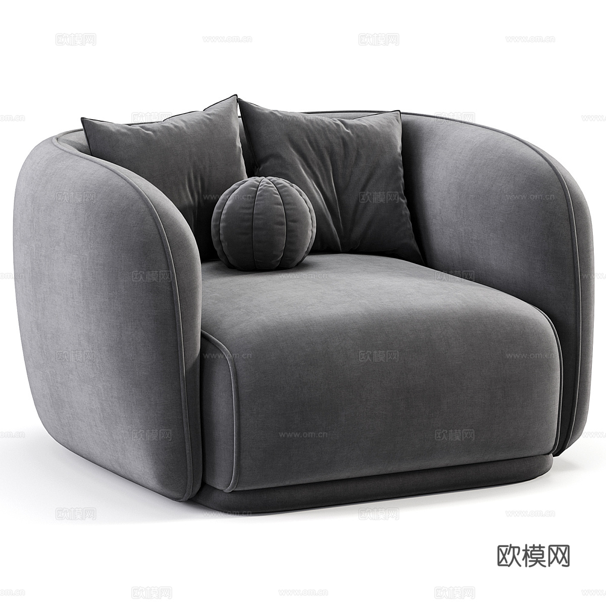 现代意式奶油风布艺休闲沙发3d模型