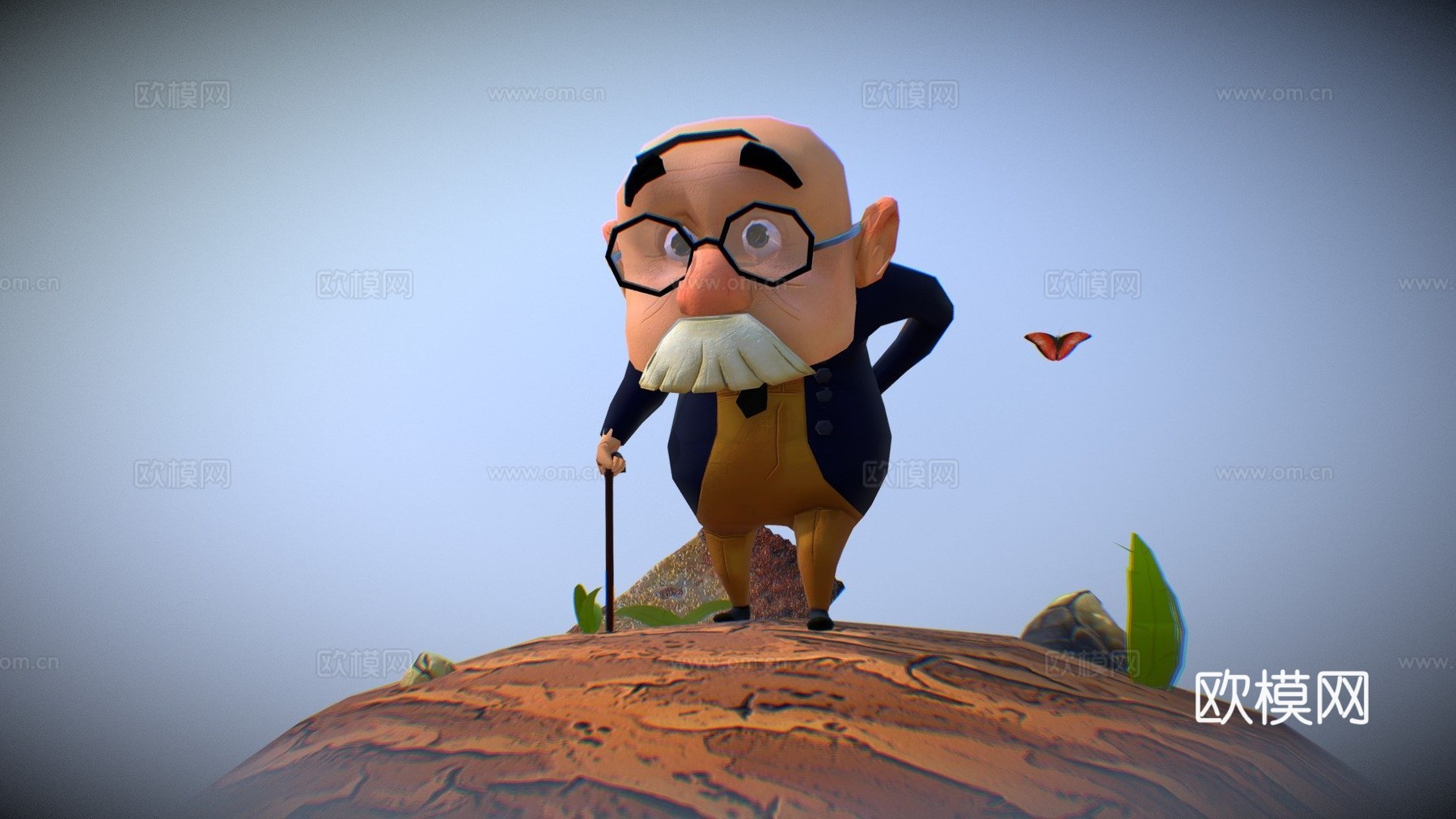 欧文行走循环3d模型