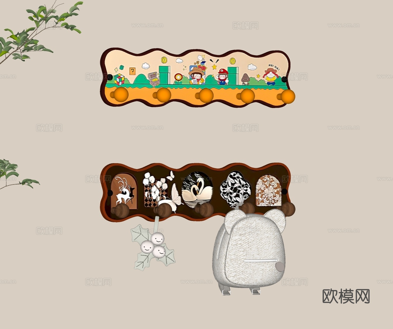 现代墙饰挂件su模型