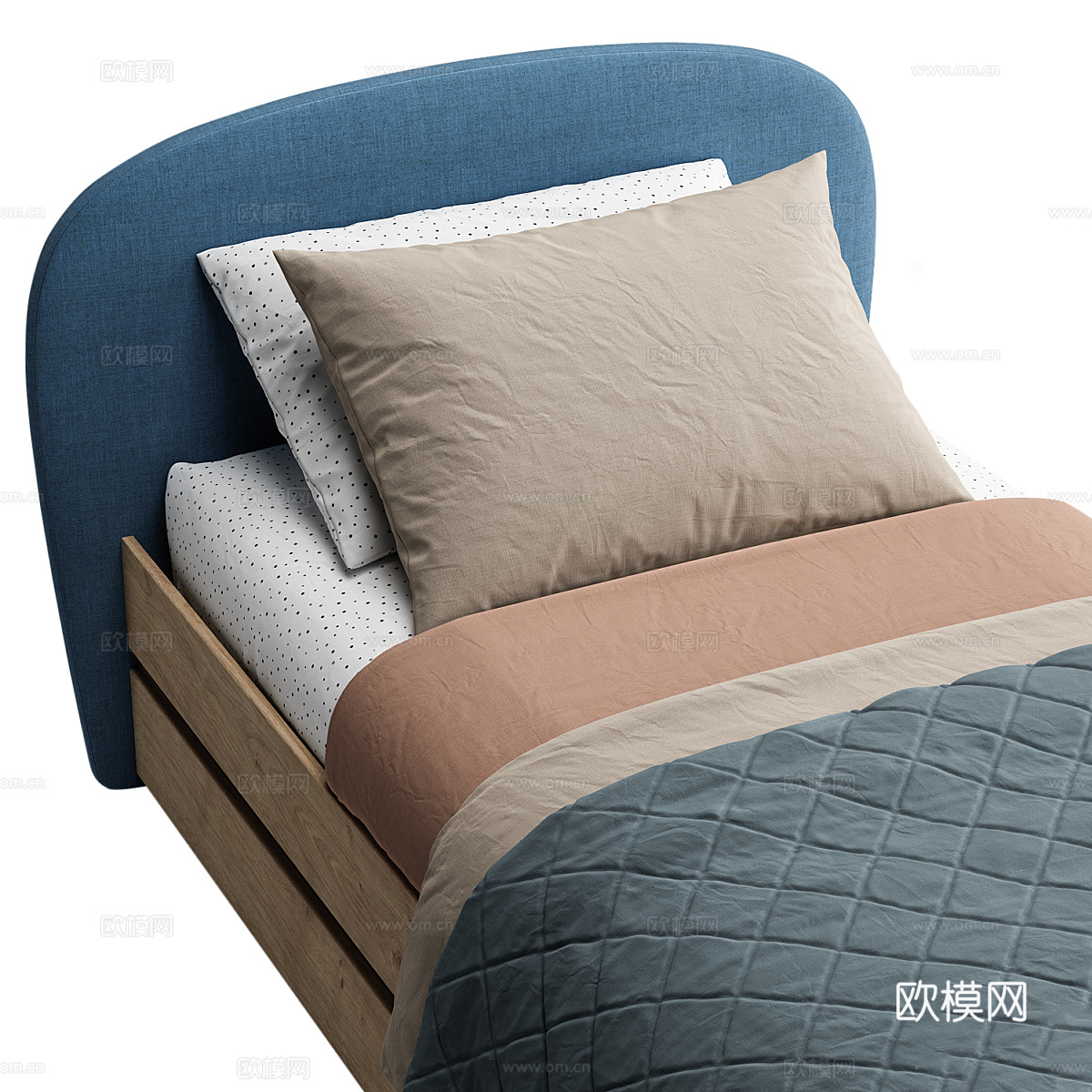 现代北欧布艺儿童床3d模型