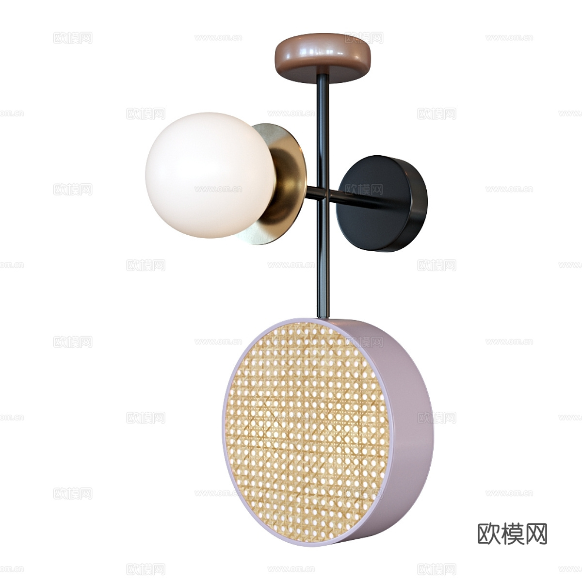 现代意式奶油风藤编装饰壁灯3d模型