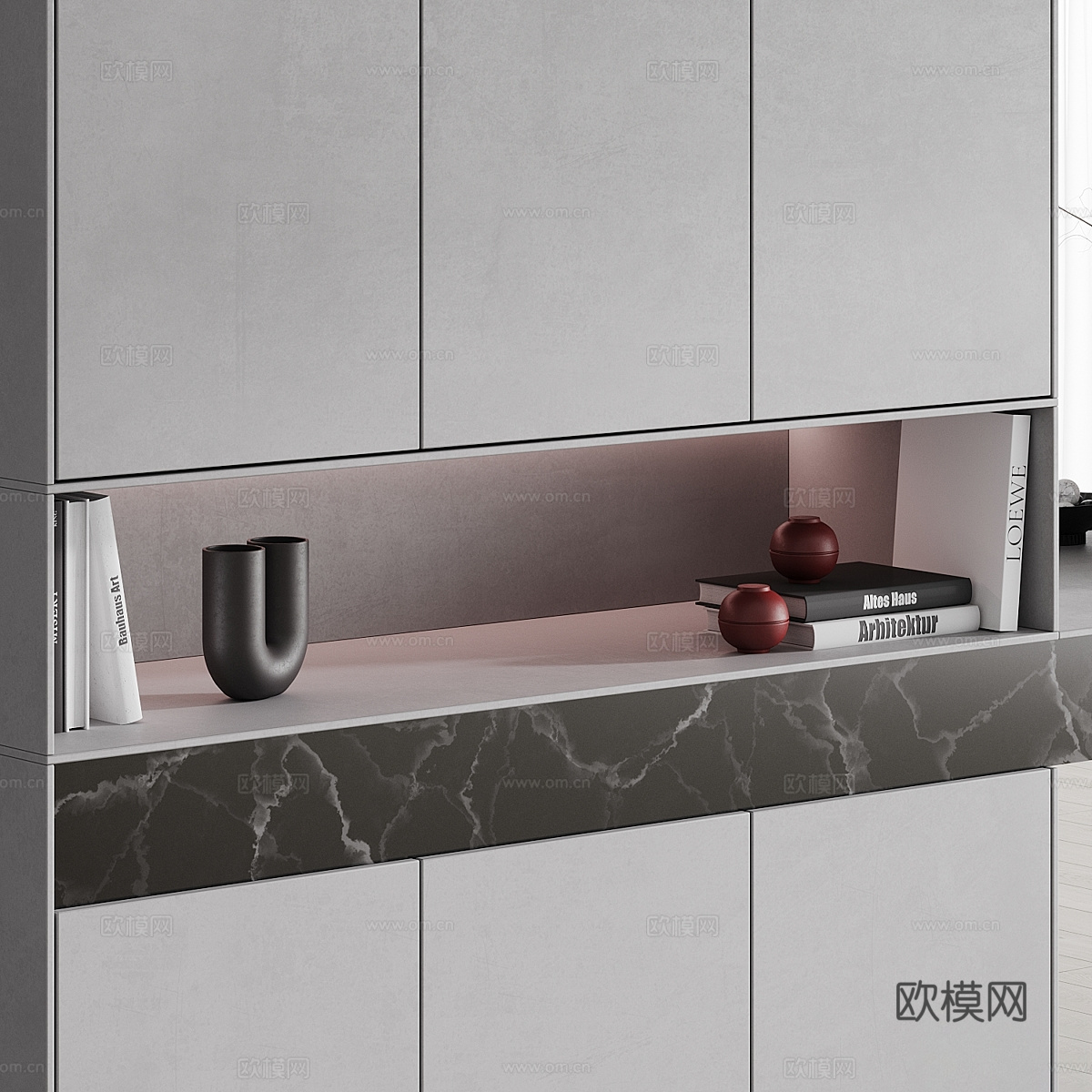 现代意式极简玄关鞋柜3d模型