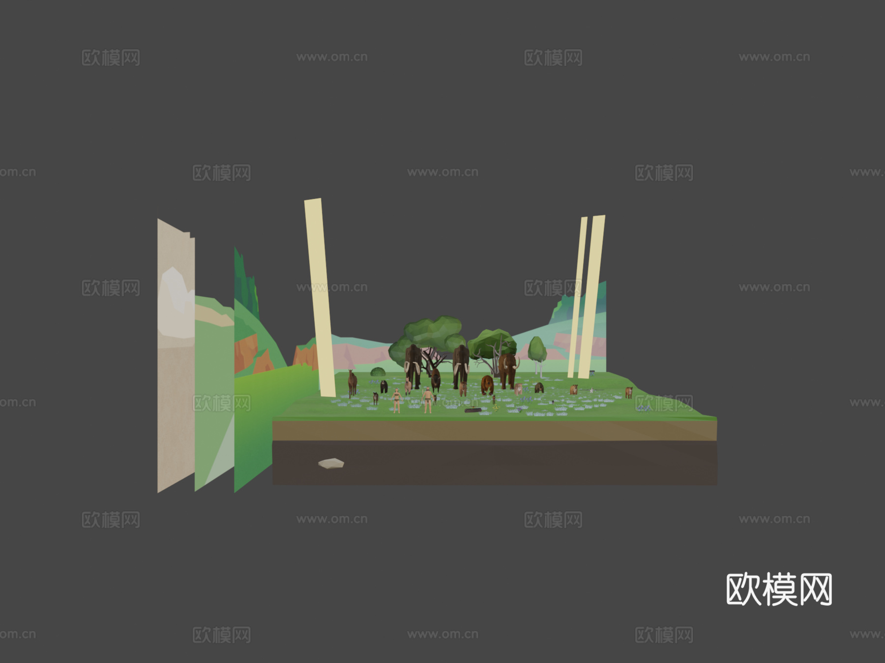 低多边形史前动物3d模型