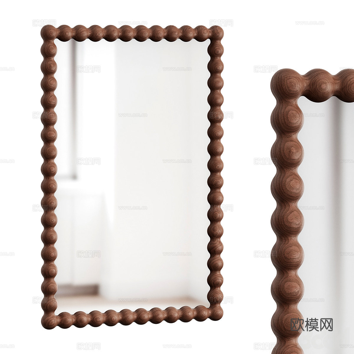 新中式中古风装饰镜子3d模型
