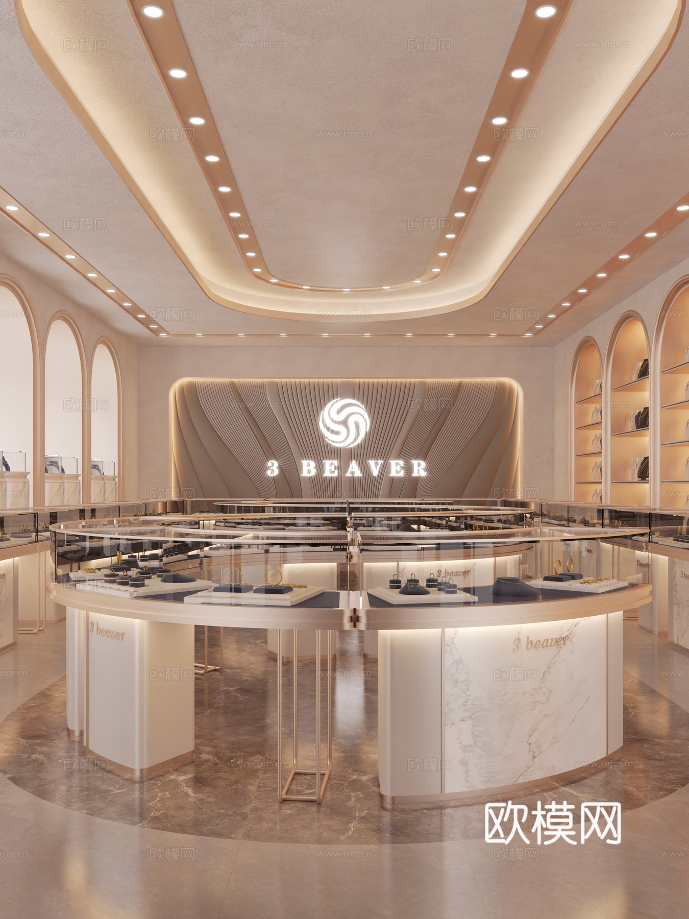 轻奢欧式珠宝店_珠宝店柜子珠宝店背景墙3d模型
