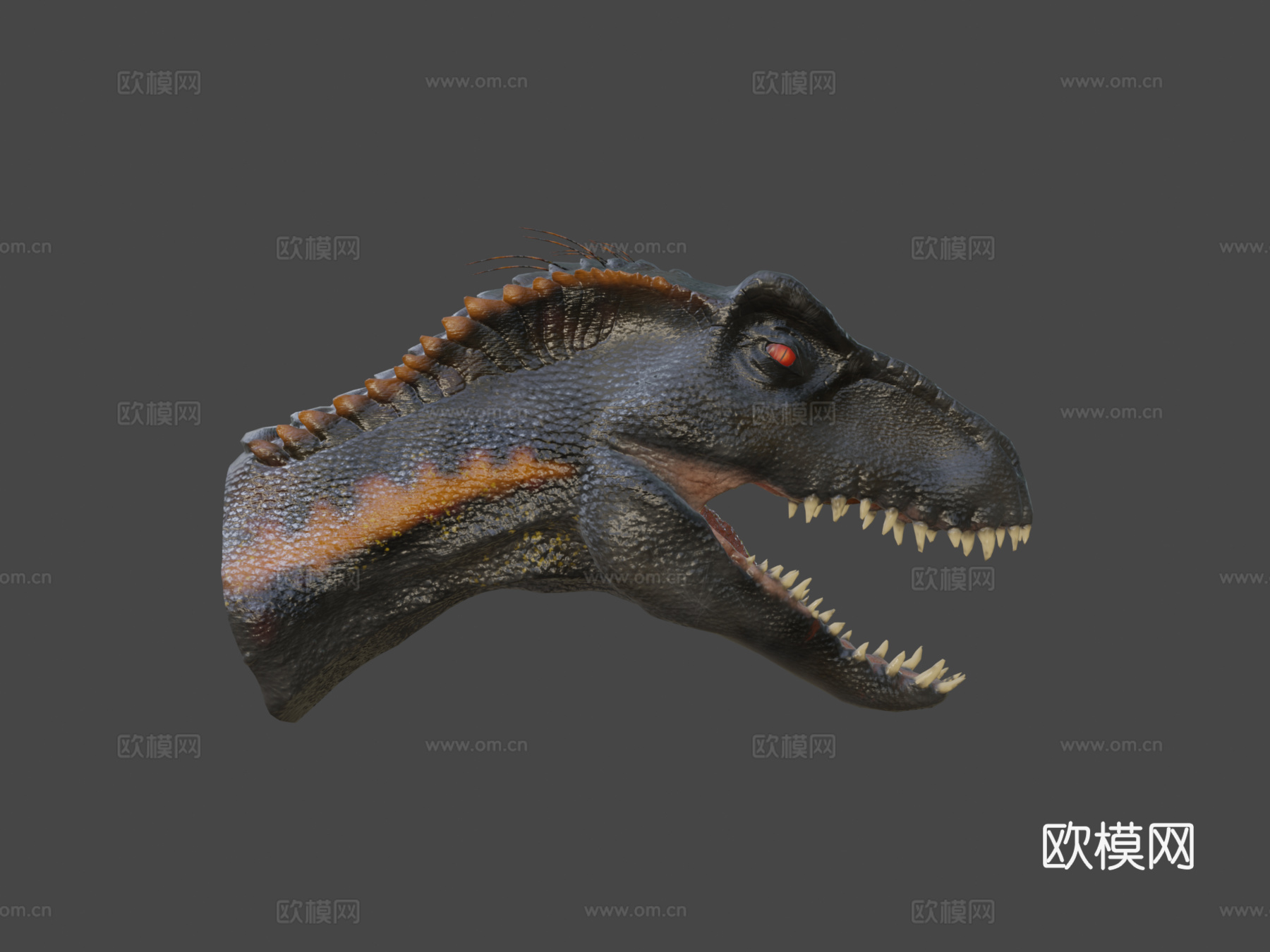 印度盗龙头部雕刻[动画]3d模型