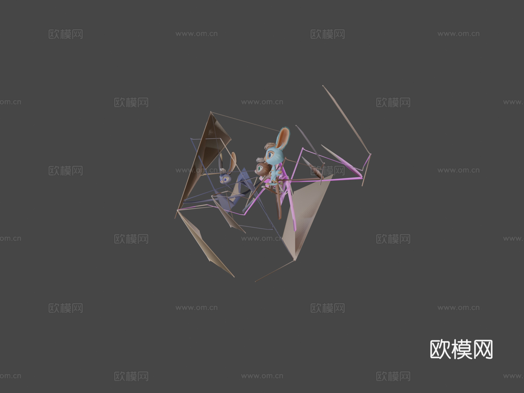 卡通兔子动画包3d模型